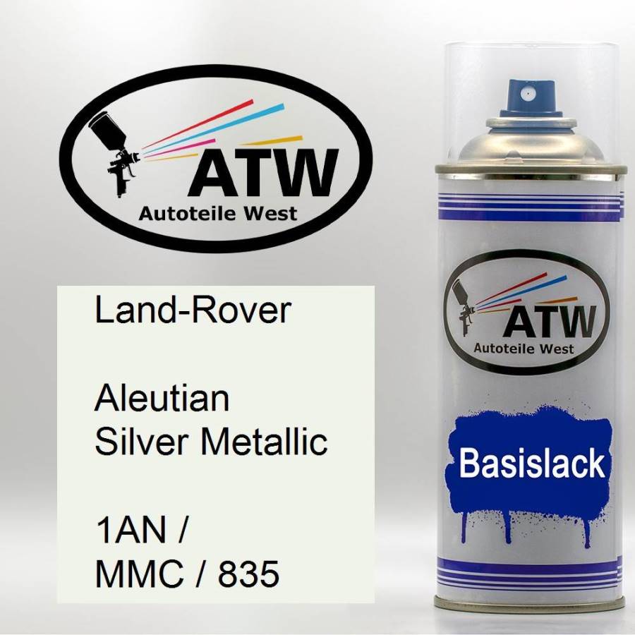 Land-Rover, Aleutian Silver Metallic, 1AN / MMC / 835: 400ml Sprühdose, von ATW Autoteile West.